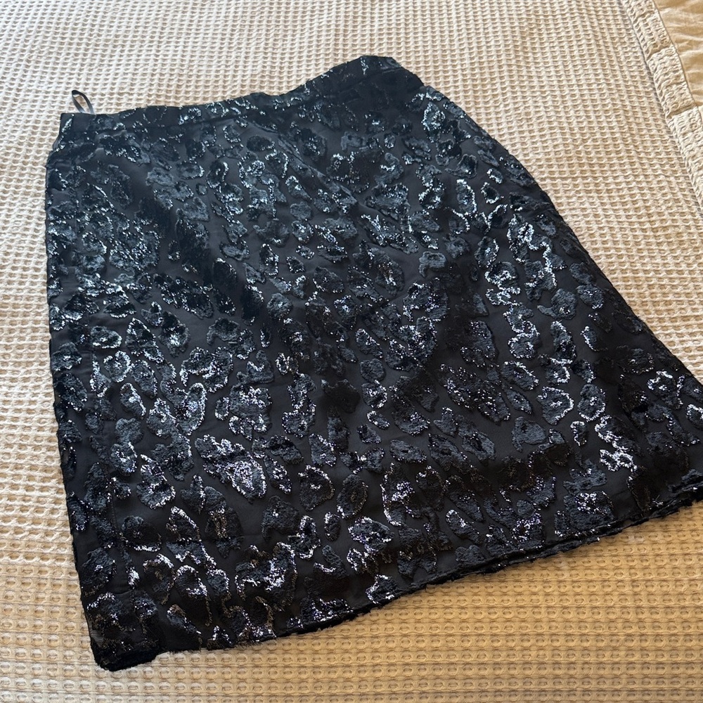 J. Crew Black Pencil Skirt (leopard print)